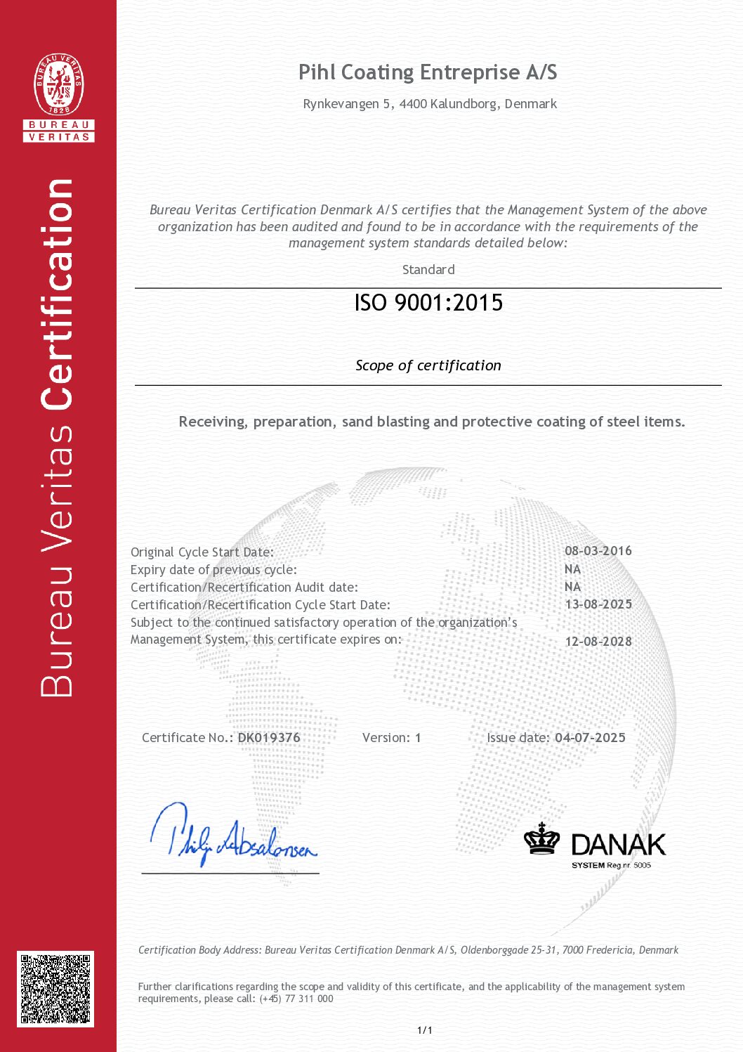 ISO 9001:2015 certifikat